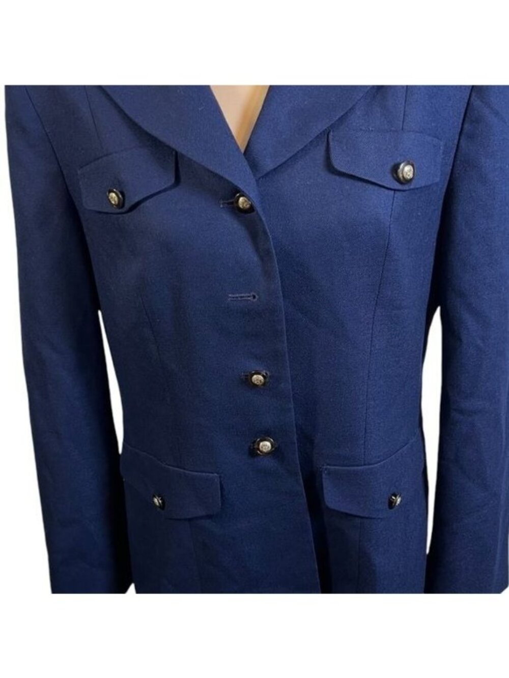Pendleton Women’s Wool Blazer Vintage Size 10 Blue Button Accents Missing Button - Picture 4 of 6